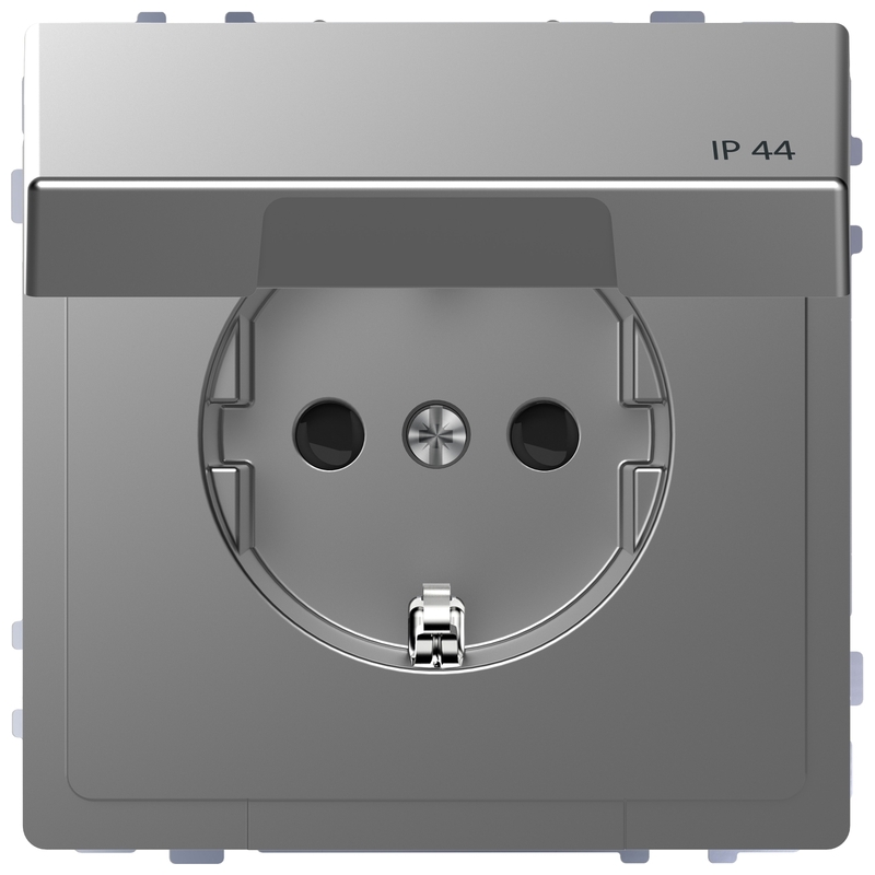 Контакт шуко механизъм 16A с лицев панел IP44 Неръждаема стомана System Design - Schneider Electric Merten System Design MTN2314-6036