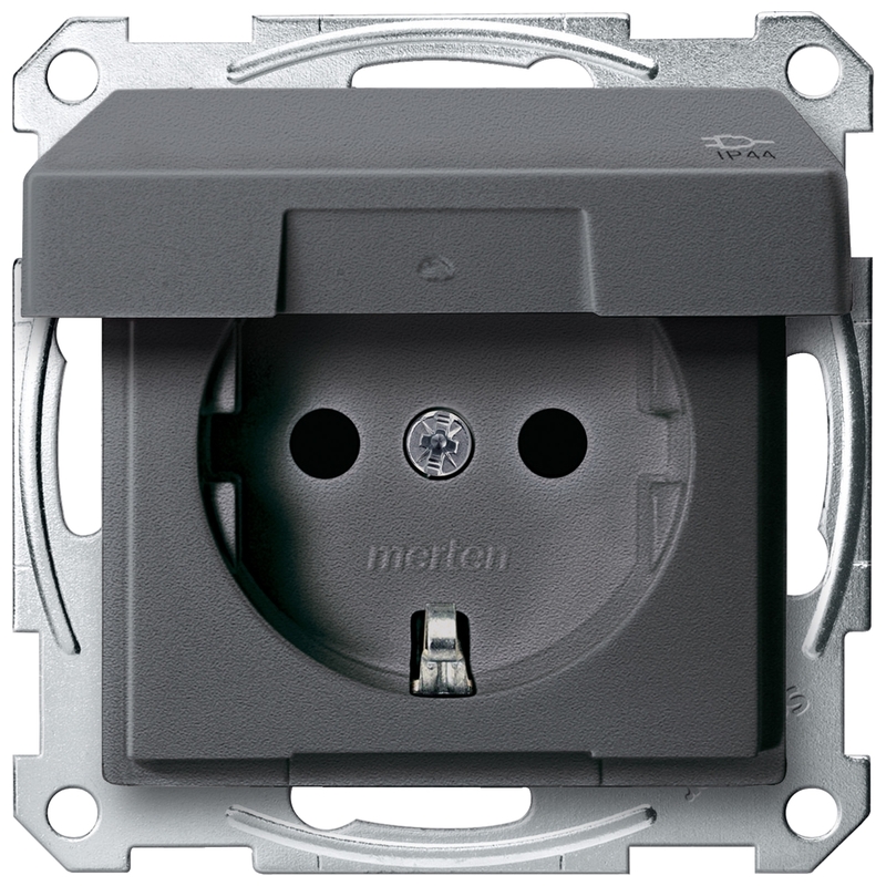 Контакт шуко механизъм 16A с лицев панел IP44 Антрацит System M - Schneider Electric Merten System M MTN2414-0414