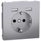 Контакт шуко 16A с 2x USB тип А 2.4A 12W с лицев панел Неръждаема стомана System Design - Schneider Electric Merten System Design MEG2366-6036