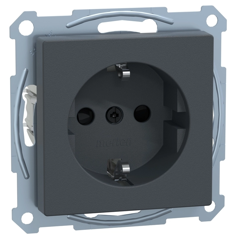 Контакт шуко механизъм 16A с лицев панел Антрацит System M - Schneider Electric Merten System M MTN2300-0414