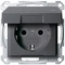 Contact shuko mechanism 16A with faceplate IP44 Anthracite System M - Schneider Electric Merten System M MTN2414-0414