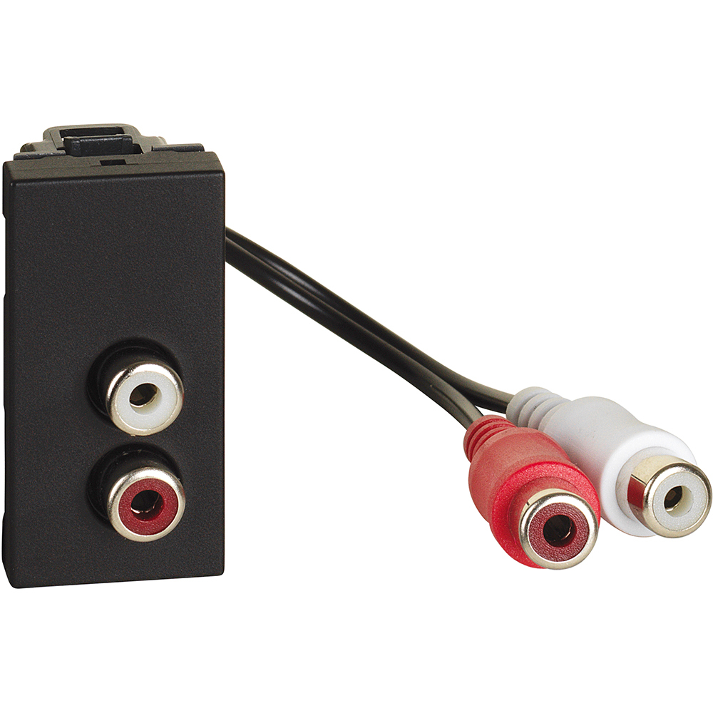 Розетка аудио двоен RCA конектор 1M Графит - bticino Light Now YD4269R