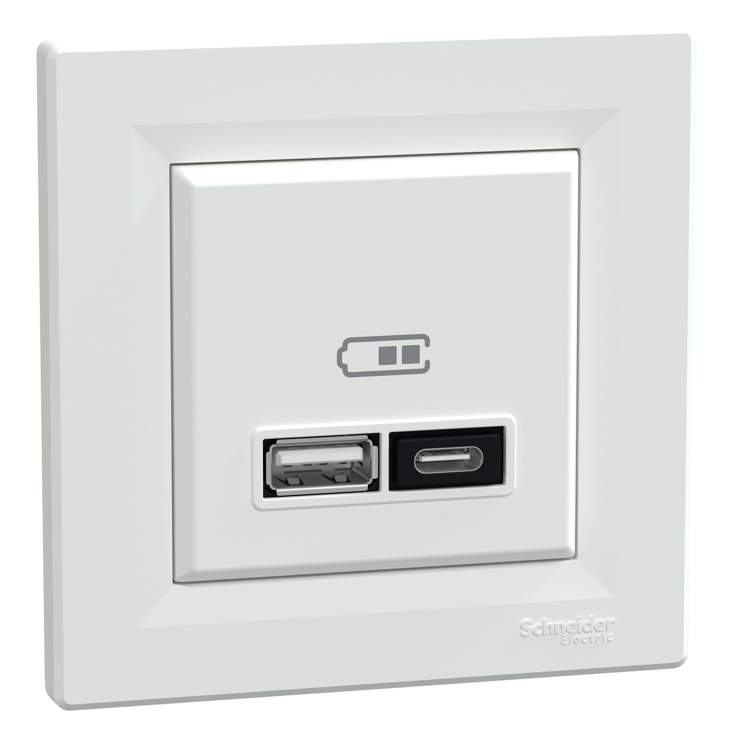 Двойно USB зарядно тип A+C 3A 21W Бял - Schneider Electric Asfora EPH2700521