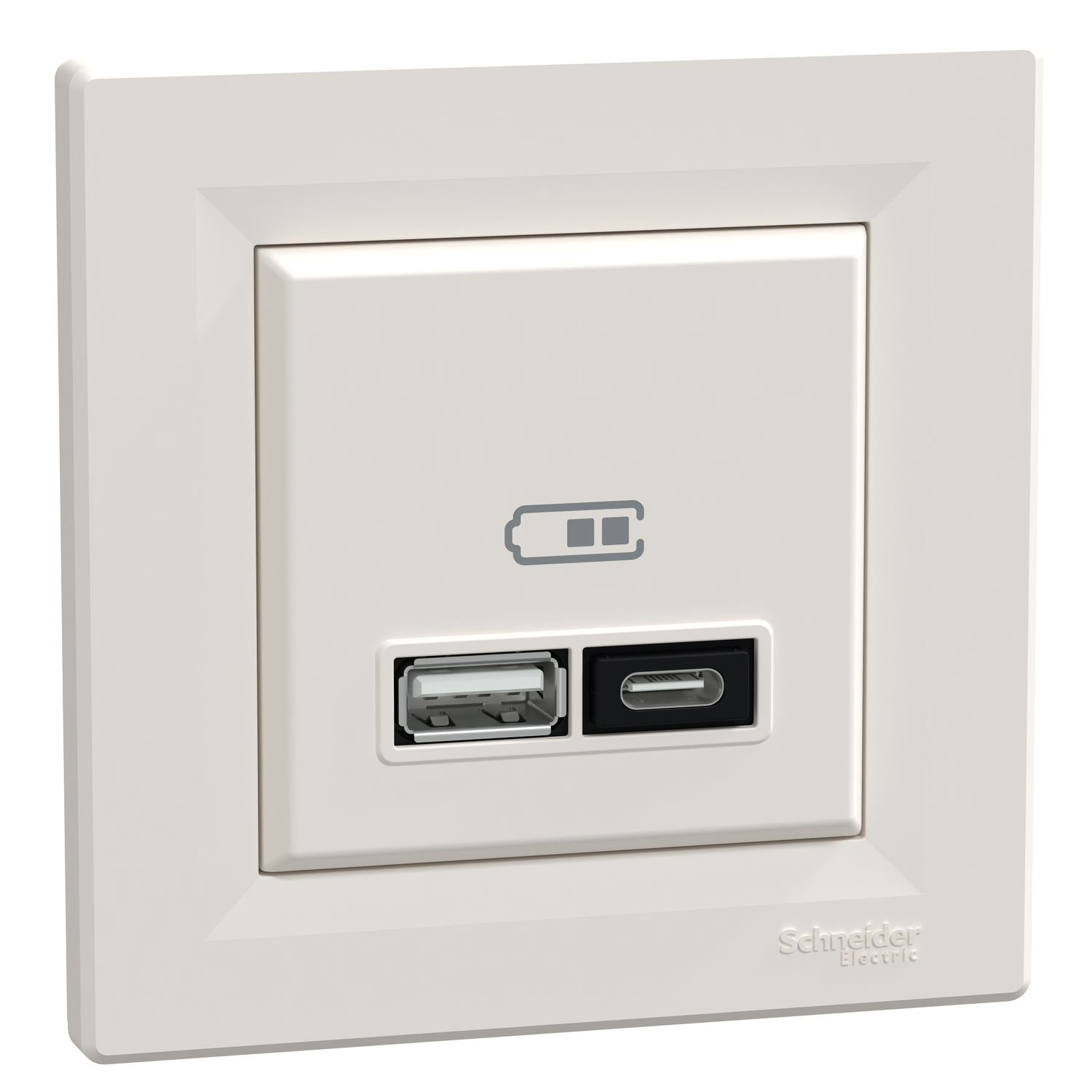 Двойно USB зарядно тип A+C 3A 21W Крем - Schneider Electric Asfora EPH2700523