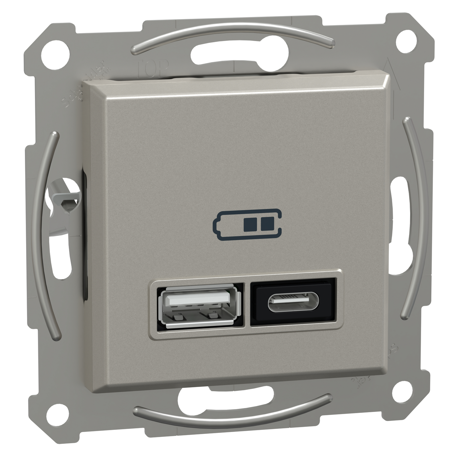 Двойно USB зарядно тип A+C Power Delivery 21W 3A Бронз без рамка - Schneider Electric Asfora EPH2700569