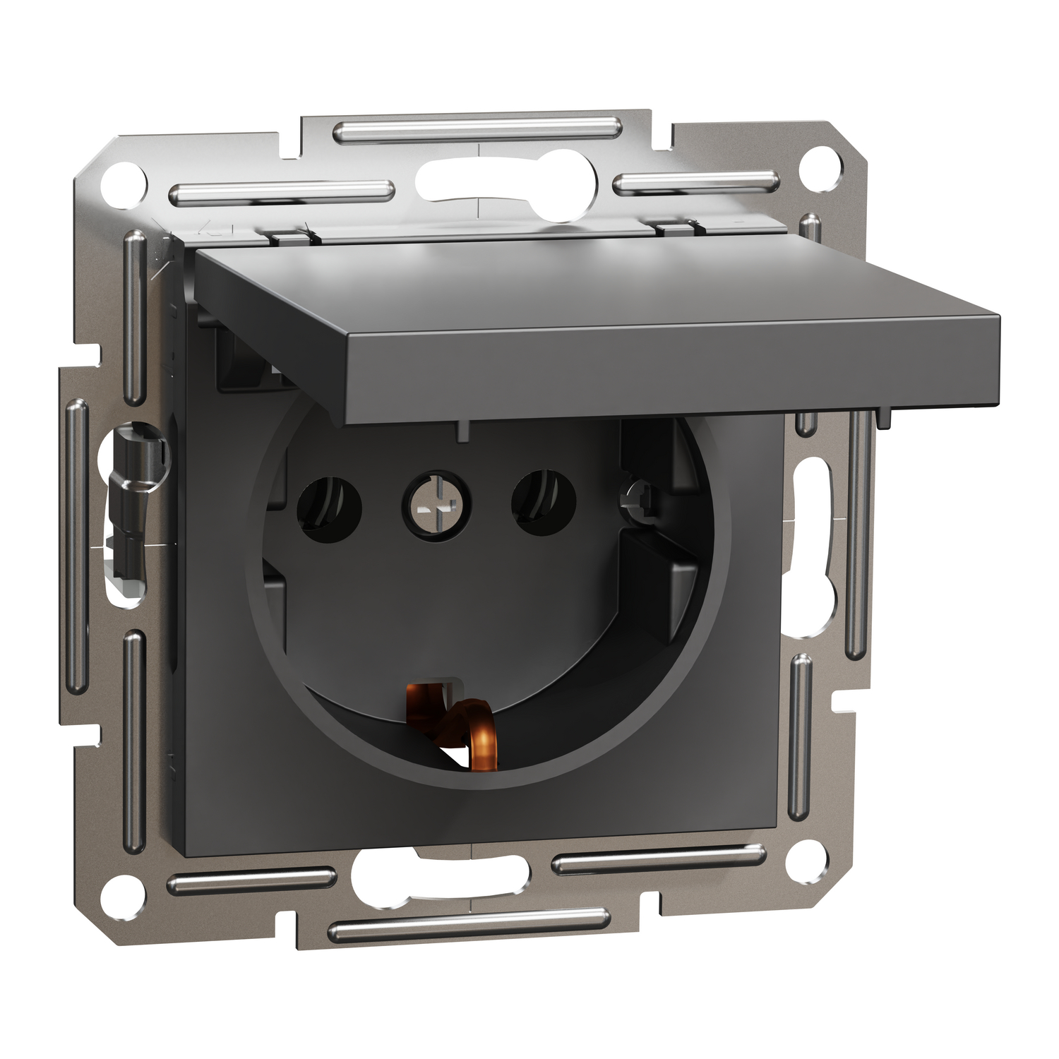 Контакт Шуко с капак 16A  Антрацит без рамка - Schneider Electric Asfora EPH3100171