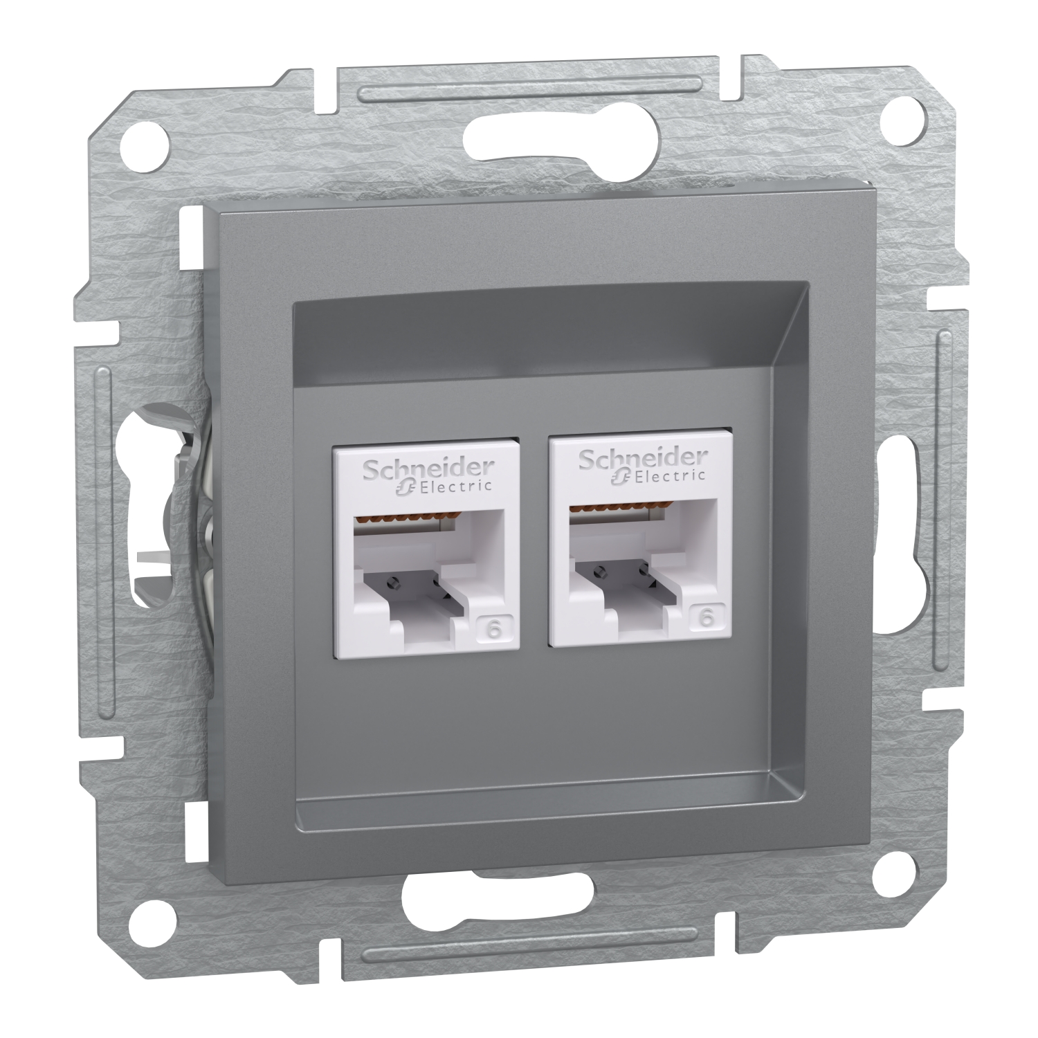 Розетка 2x RJ45 UTP Cat.6  Стомана без рамка - Schneider Electric Asfora EPH4800162