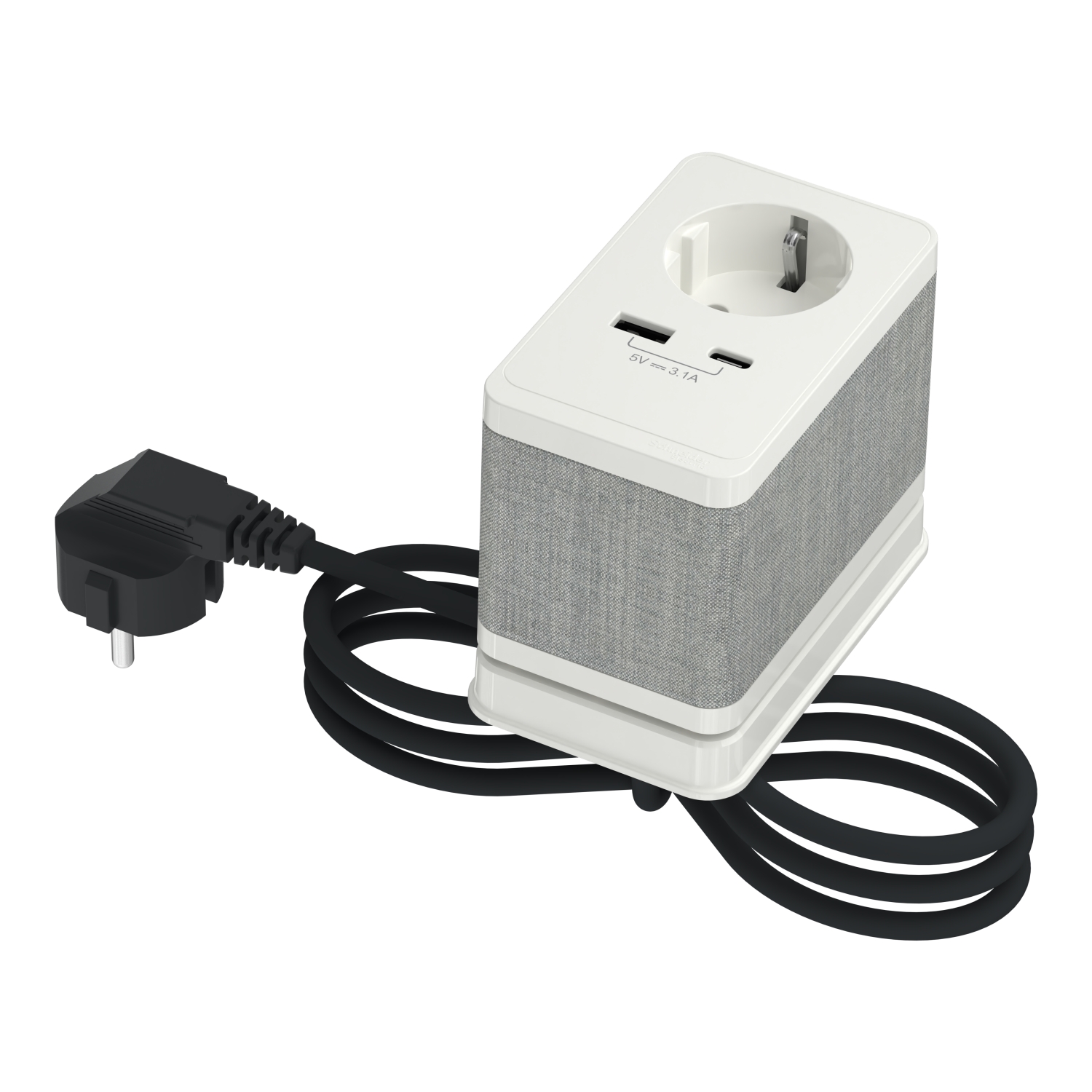 Модул за бюро 2P+E Шуко и 2x USB A+C 5V 3.1A кабел 2m Бял/текстил S Unica System+ - Schneider Electric Unica System+ INS44050
