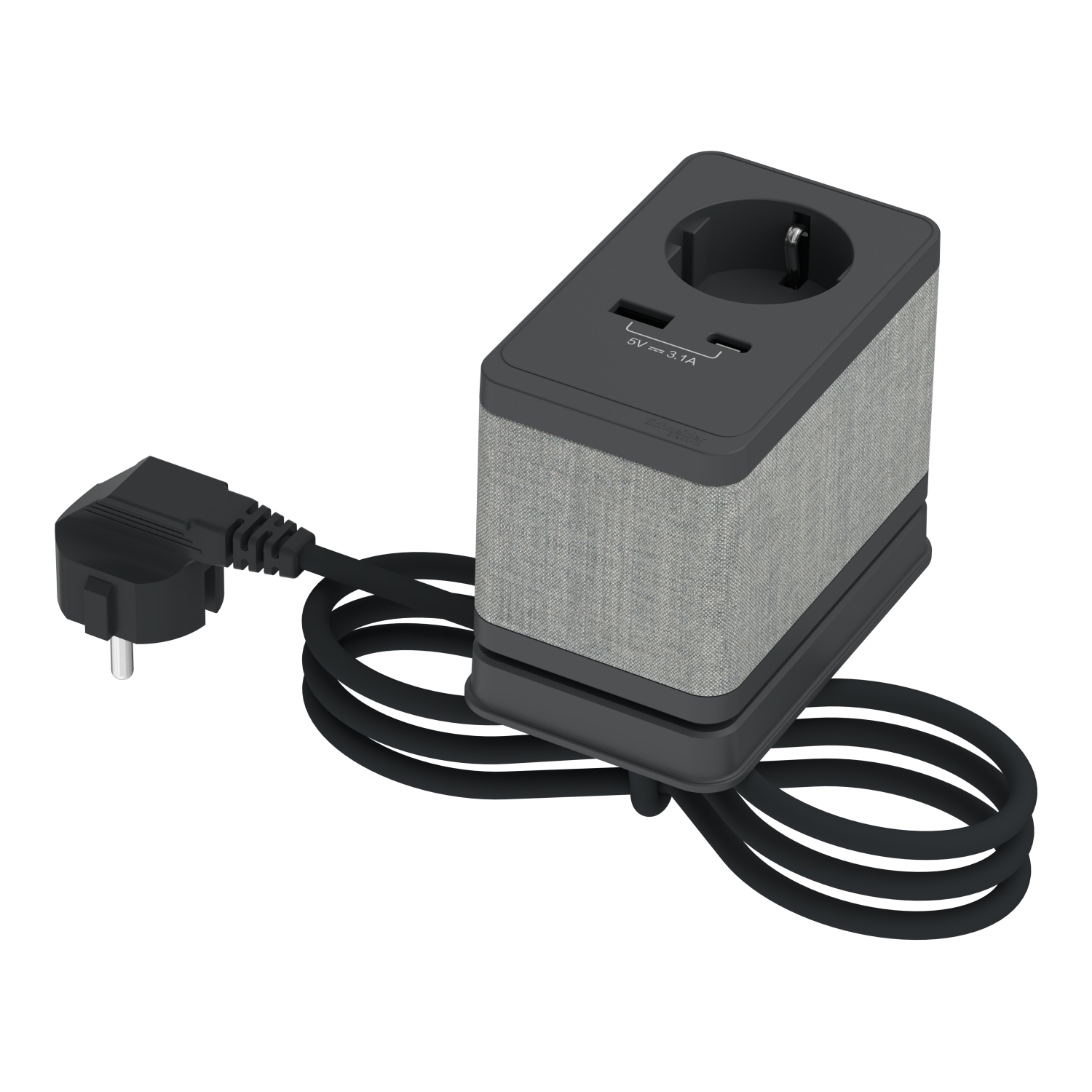Модул за бюро 2P+E Шуко и 2x USB A+C 5V 3.1A кабел 2m Антрацит/текстил S Unica System+ - Schneider Electric Unica System+ INS44051