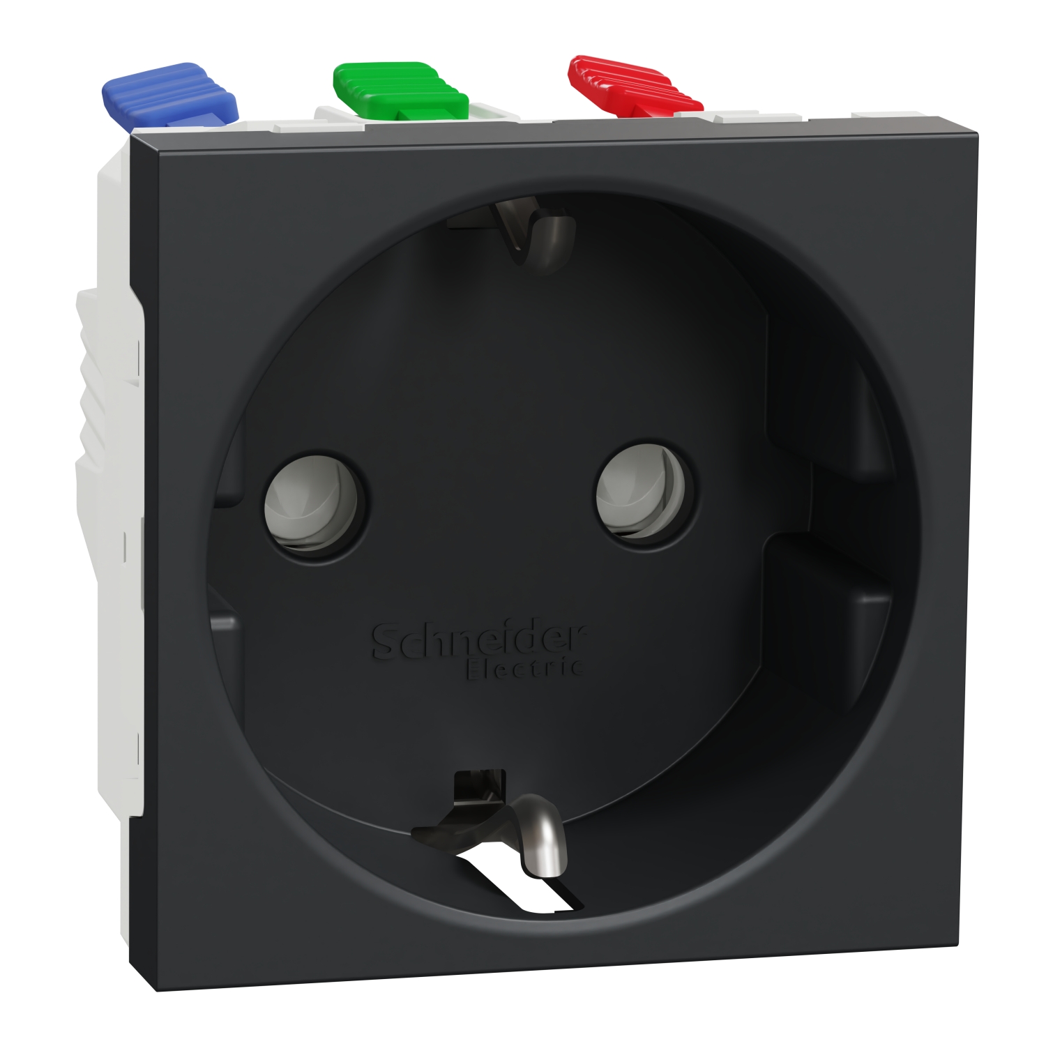 Контакт шуко с детска защита, авт. клеми 2P+E, 16A, 2M, Антрацит - Schneider Electric Unica NEW NU305754