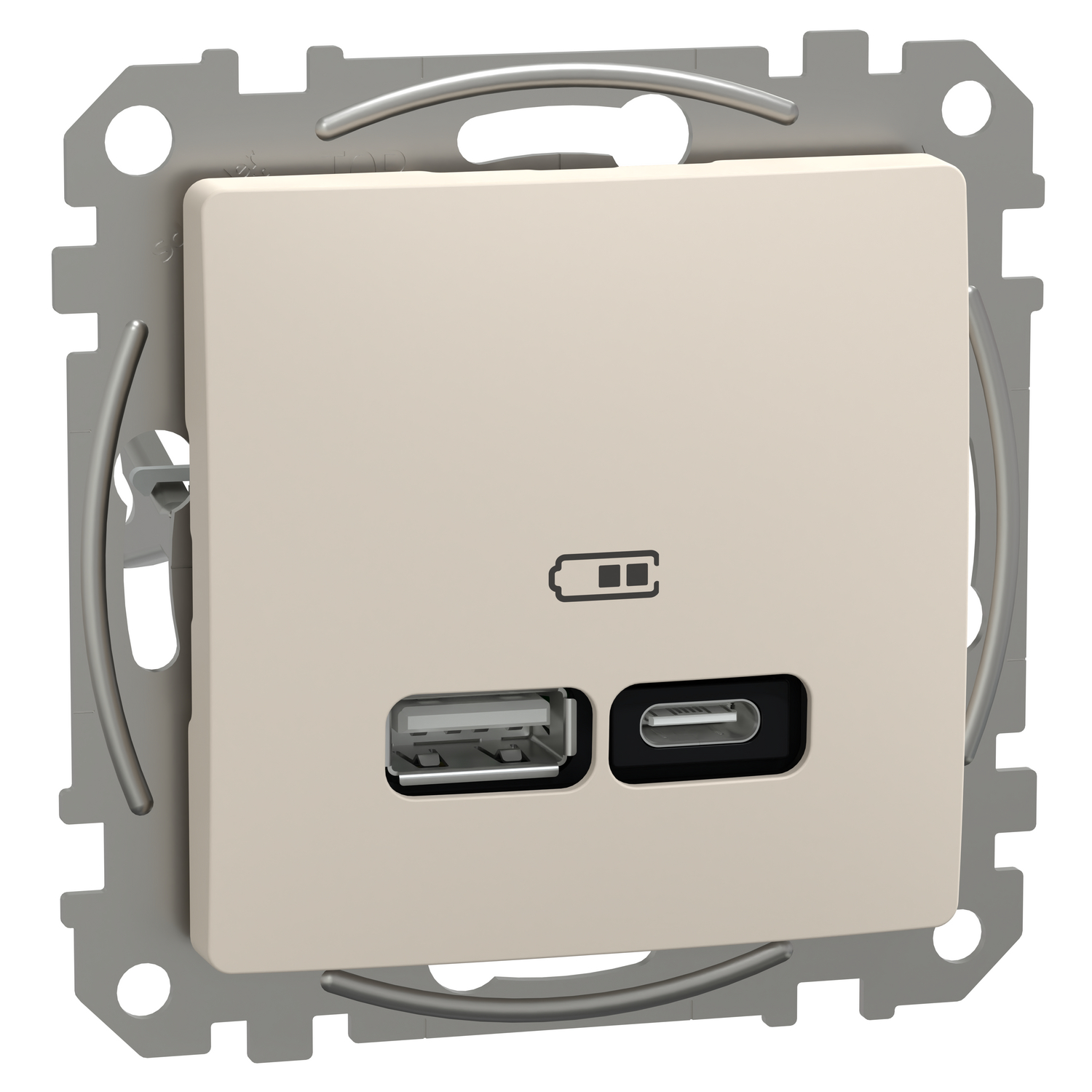 Розетка 2x USB тип A+C 3A 21W Крем  - Schneider Electric Sedna Design SDD112405