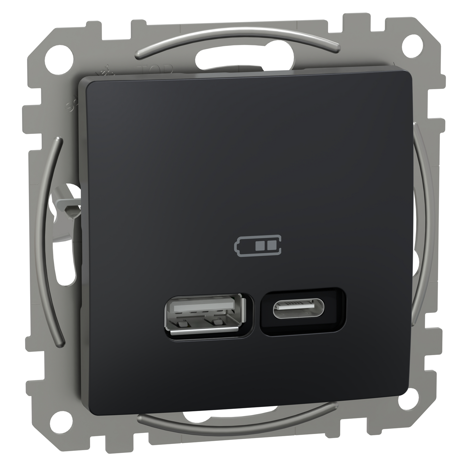 Розетка 2x USB тип A+C 3A 21W Антрацит  - Schneider Electric Sedna Design SDD114405