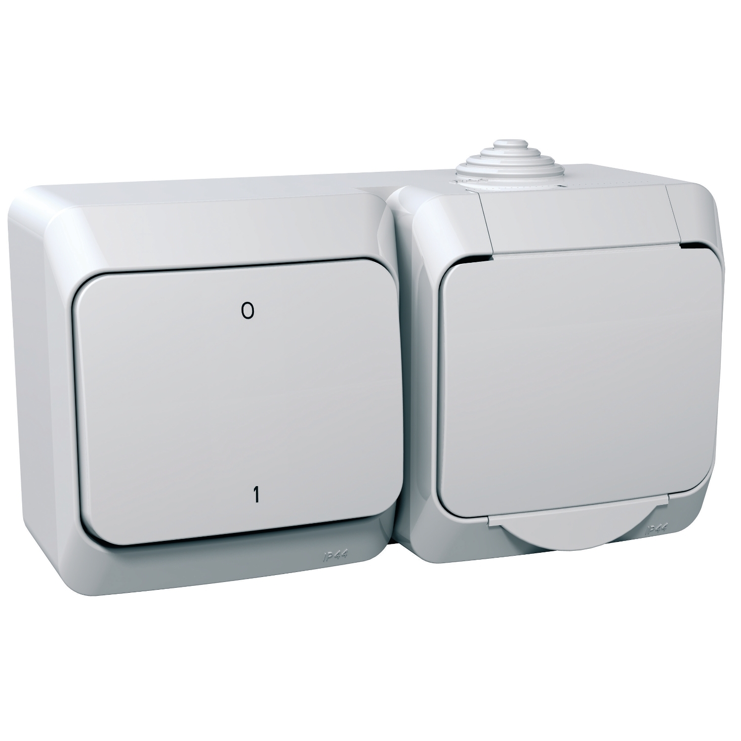Kонтакт шуко и двуполюсен ключ IP44 плътен капак Бял  - Schneider Electric Cedar Plus WDE000502