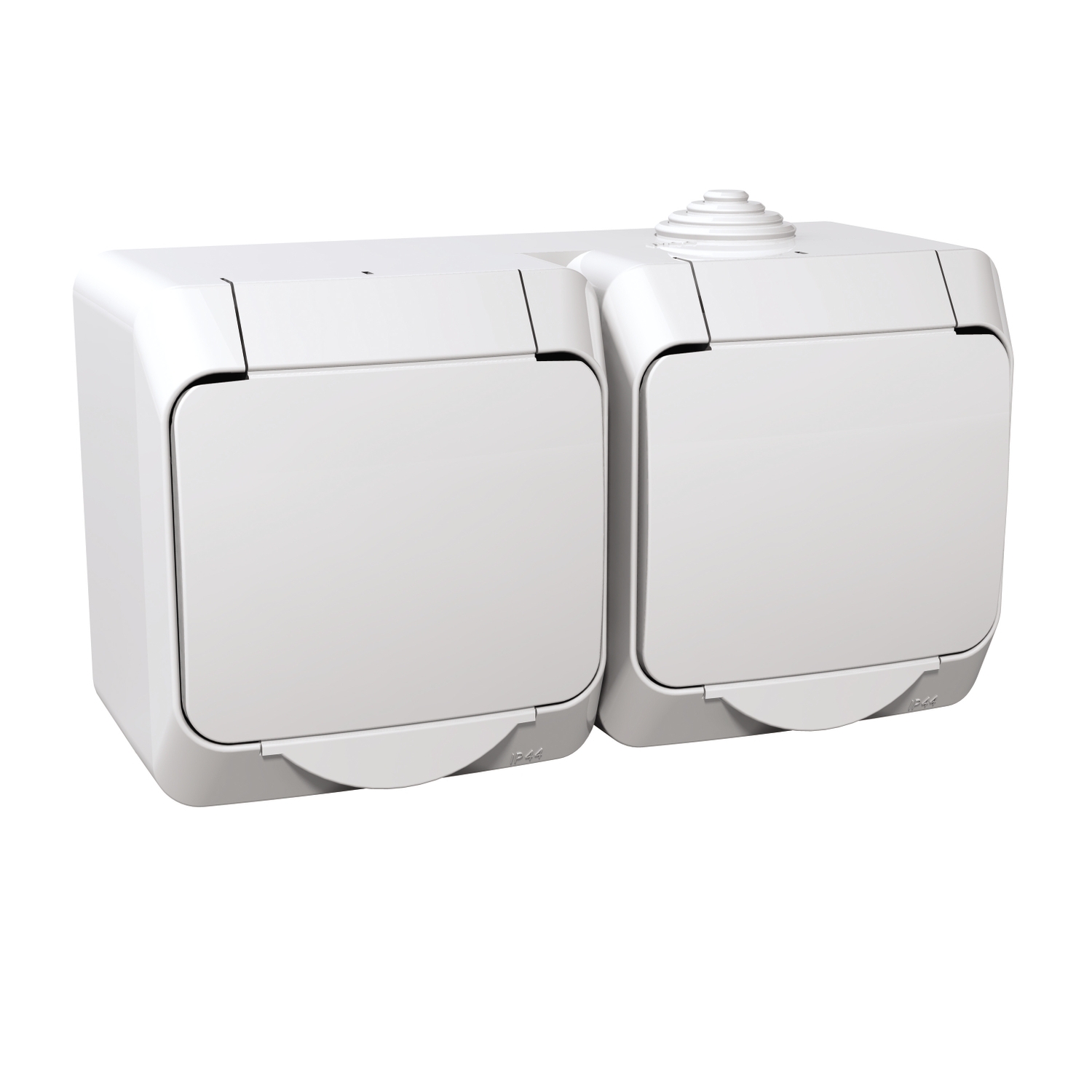 Двоен контакт шуко IP44 с детска защита плътен капак Бял  - Schneider Electric Cedar Plus WDE000523