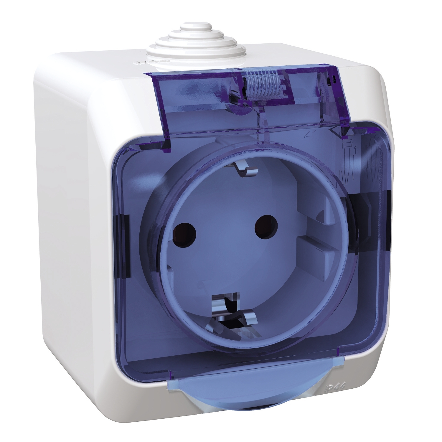Контакт шуко IP44 с детска защита прозрачен капак Бял  - Schneider Electric Cedar Plus WDE000543