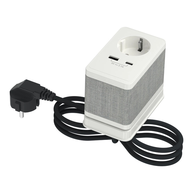 Модул за бюро 2P+E Шуко и 2x USB A+C 5V 3.1A кабел 2m Бял/текстил S Unica System+ - Schneider Electric Unica System+ INS44050