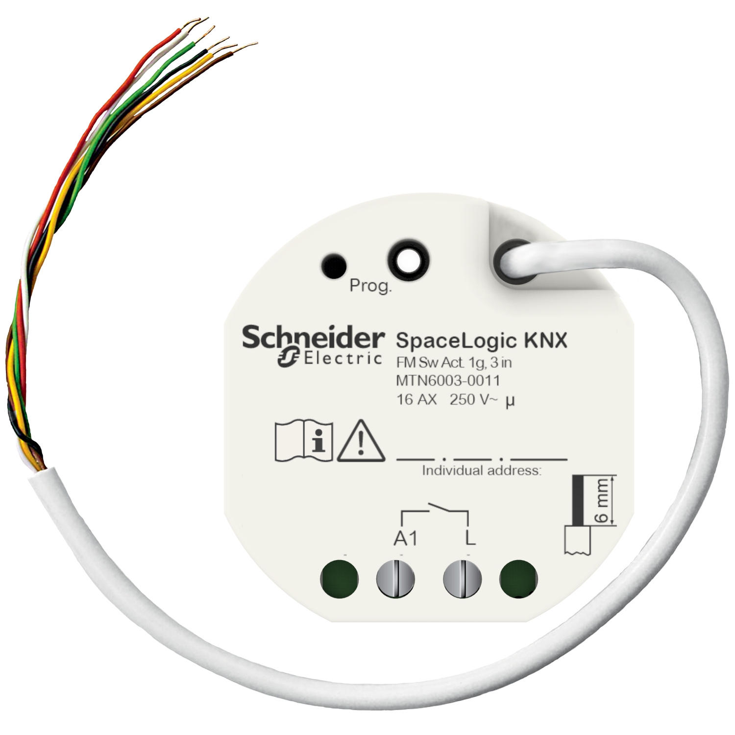 Превключвател Актуатор, SpaceLogic KNX, 16 AX ,1 gang, вграден монтаж, 3 бинарни входа, KNX secure - SCHNEIDER ELECTRIC KNX MTN6003-0011