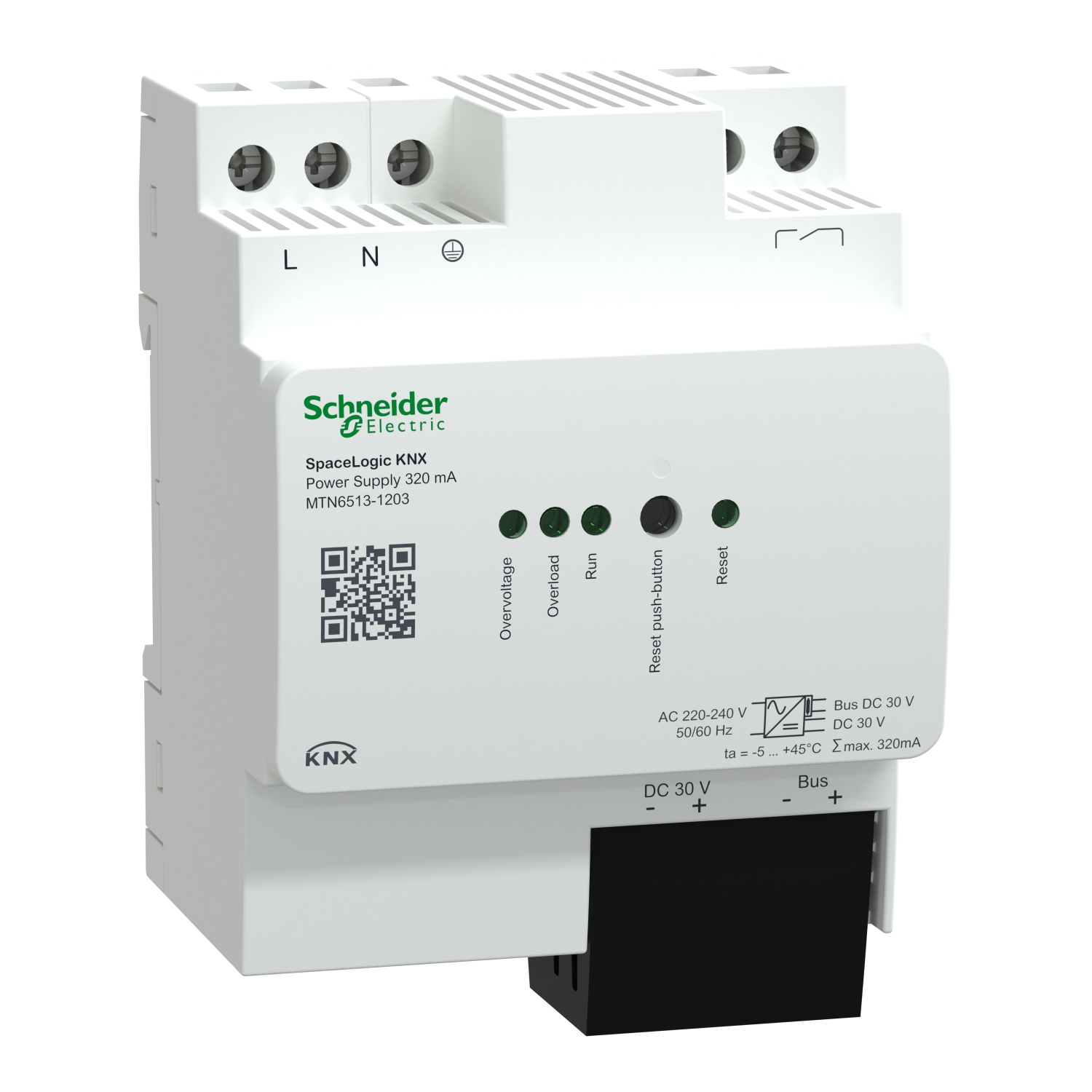 Захранване, Spacelogic KNX, REG-K/320 mA, бял - SCHNEIDER ELECTRIC KNX MTN6513-1203