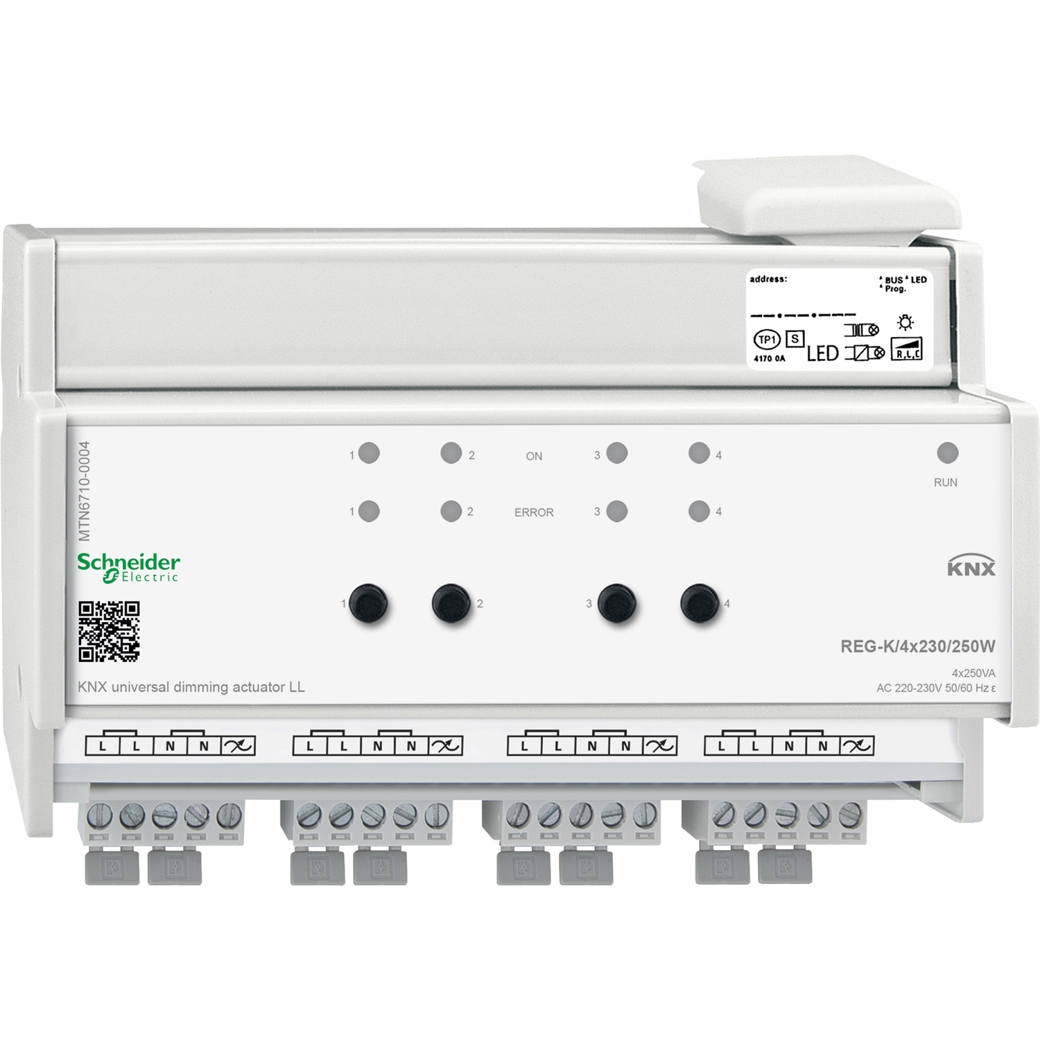KNX универсален dimming actuator LL REG-K/4x230/250W - SCHNEIDER ELECTRIC KNX MTN6710-0004