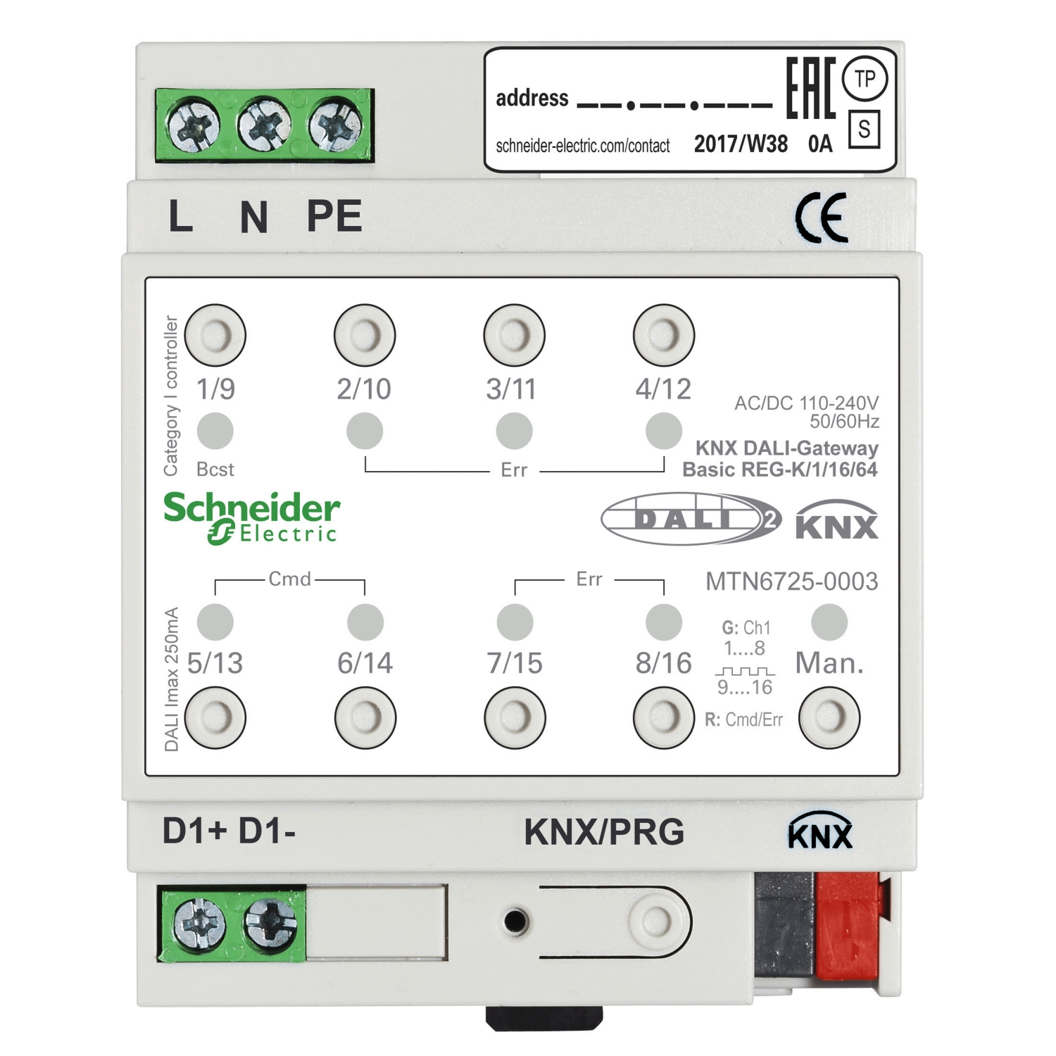 KNX DALI-Gateway Basic REG-K/1/16/64 - SCHNEIDER ELECTRIC KNX MTN6725-0003