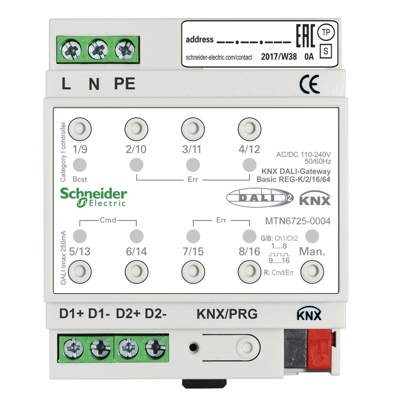 KNX DALI-Gateway Basic REG-K/2/16/64 - SCHNEIDER ELECTRIC KNX MTN6725-0004