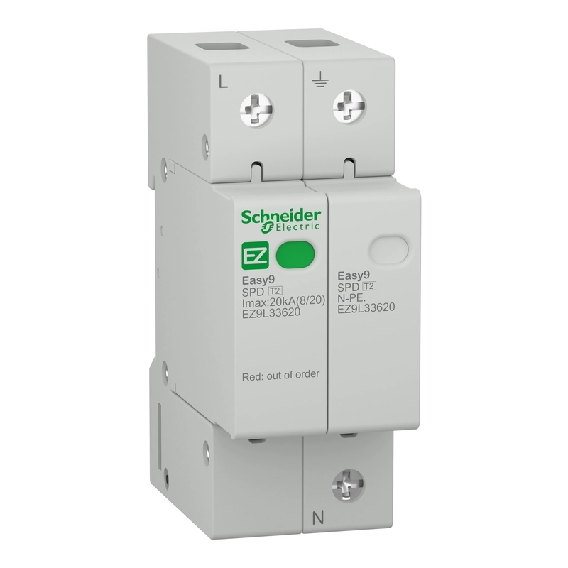Катоден отводител Easy9 - 1P + N - 230 V - 20000 A - SCHNEIDER ELECTRIC Easy9 SPDs EZ9L33620