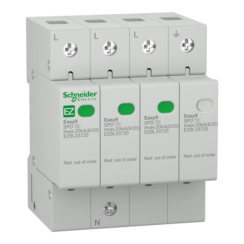 Катоден отводител Easy9 - 3P + N - 400 V - 20000 A - SCHNEIDER ELECTRIC Easy9 SPDs EZ9L33720