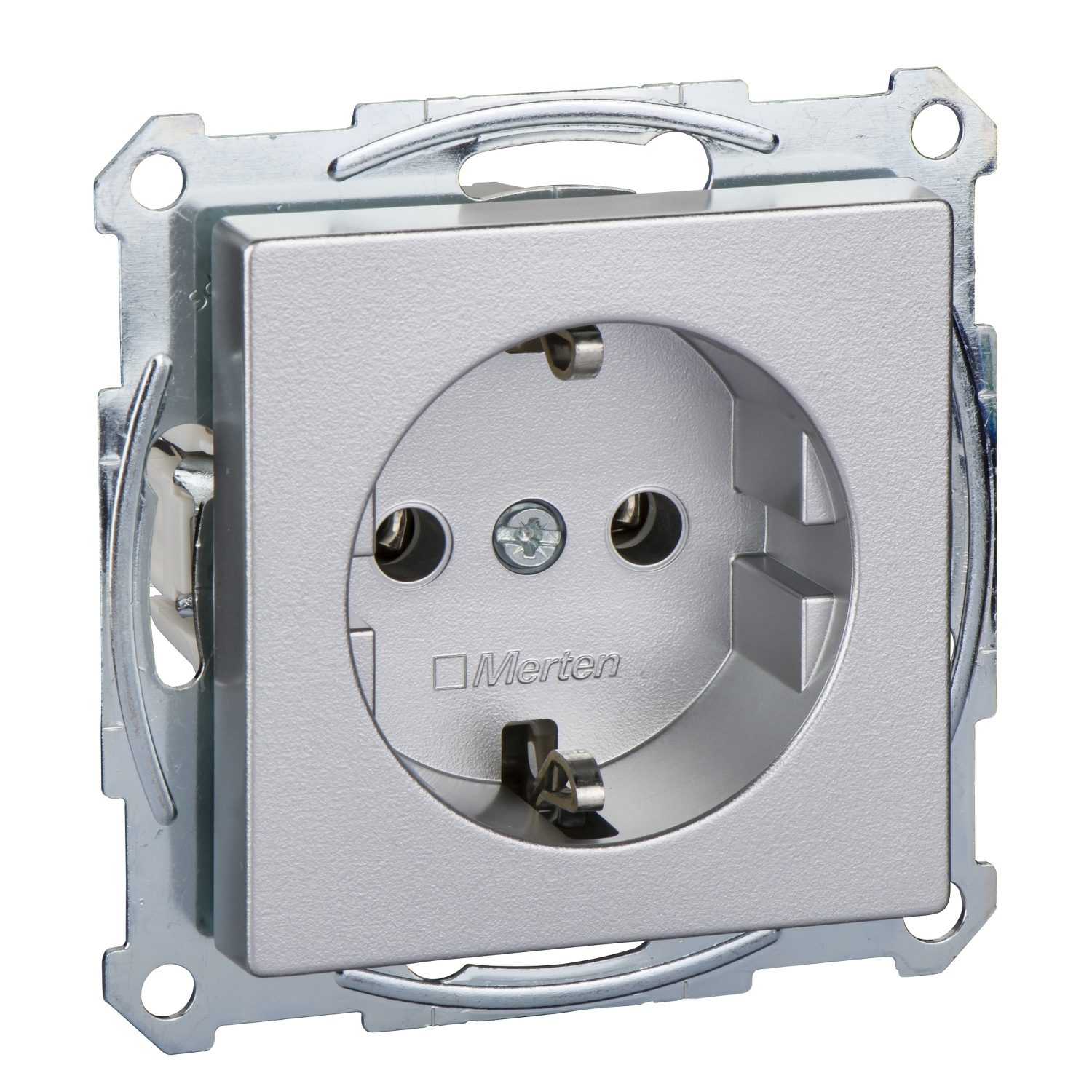 Контакт Шуко с капак 16A автомат. клеми Алуминий System M - SCHNEIDER ELECTRIC Merten System M MTN2301-0460