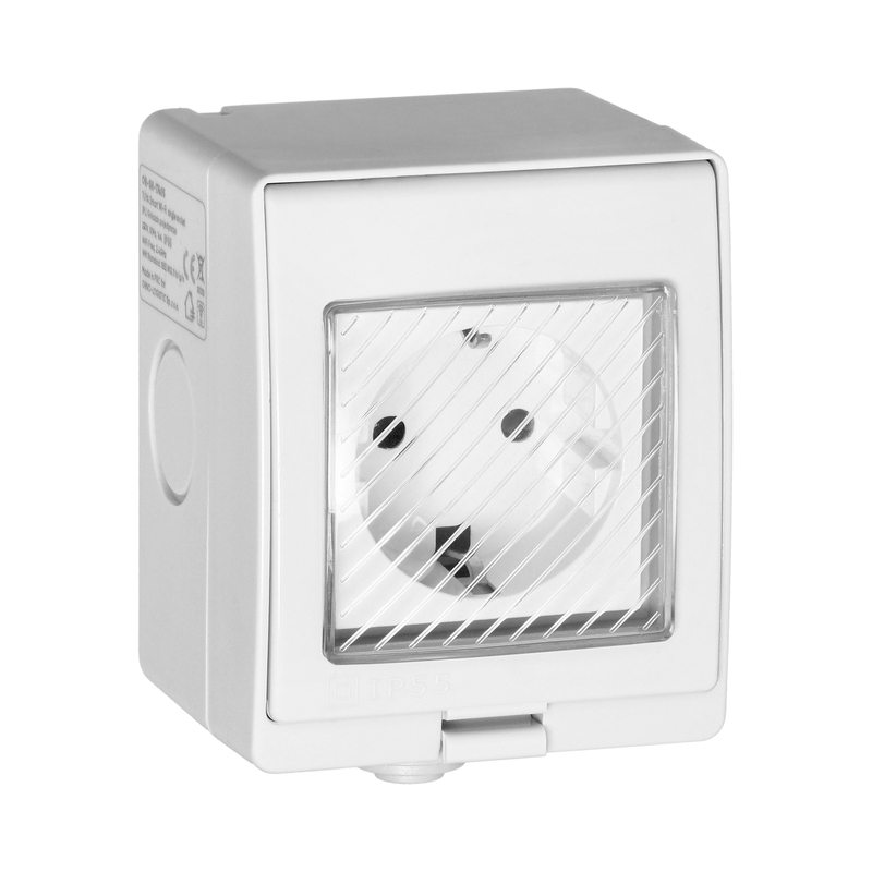 Wi-Fi контакт Шуко IP55 за открит монтаж, мониторинг на консумация, Бял - TUYA Smart home OR-SH-17405(GS)
