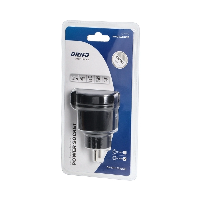 Контакт Шуко IP44, ORNO, С радио приемник, Черен - ORNO Smart home OR-SH-1733(GS)
