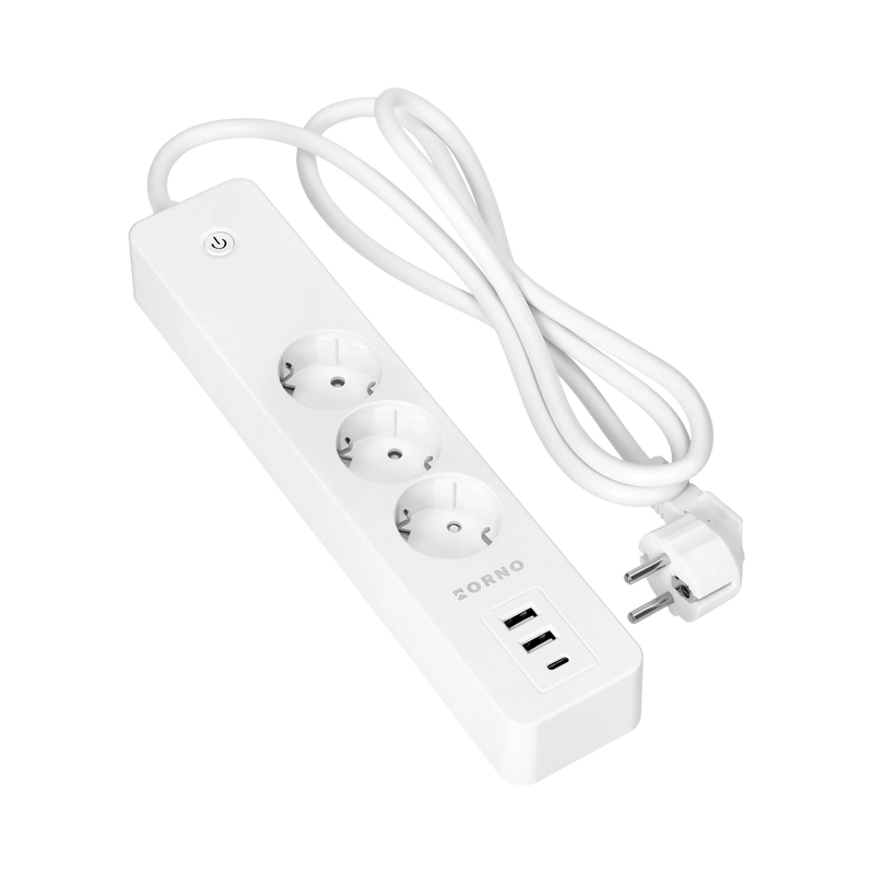 Wi-Fi разклонител, 3 Шуко с ключ, 2x USB, Бял - TUYA Smart home OR-SH-17520(GS)/W