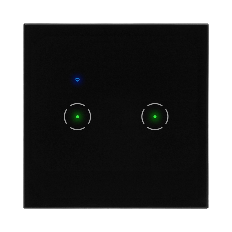 Wi-Fi сензорен ключ 2 кръга, Черен - TUYA Smart home OR-SH-17201/B