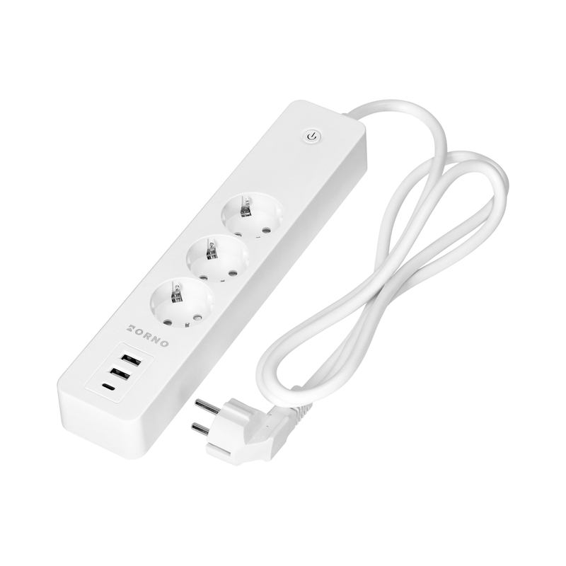Wi-Fi разклонител, 3 Шуко с ключ, 2x USB, Бял - TUYA Smart home OR-SH-17520(GS)/W