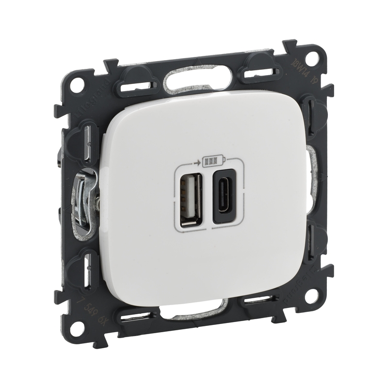 Контакт 2XUSB тип А+C 5V 2.4A 12W Бял - Legrand Valena Allure 754965