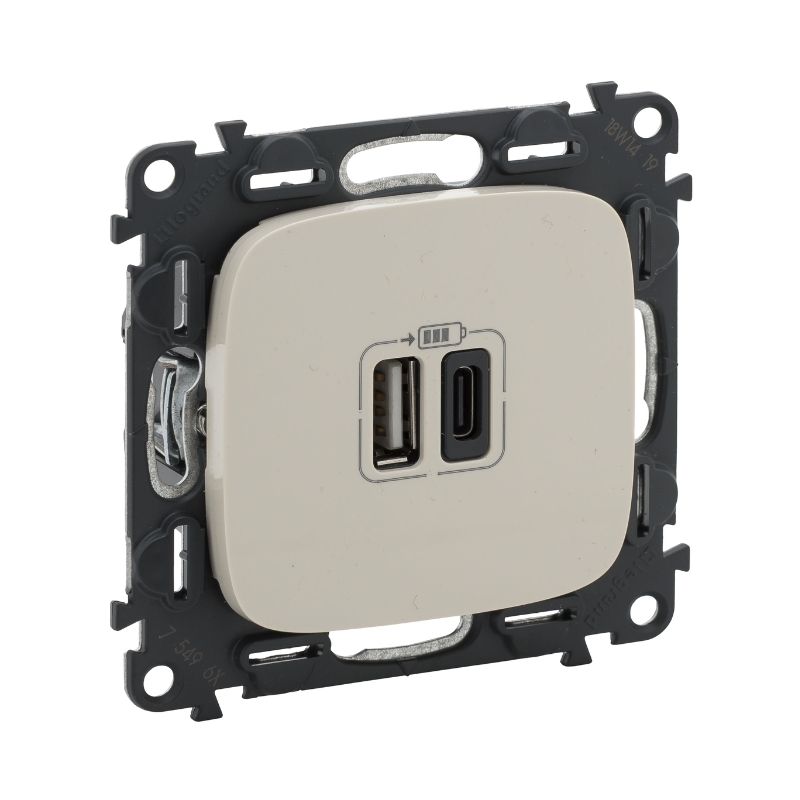 Контакт 2XUSB тип А+C 3A 15W Крем - Legrand Valena Allure 754966