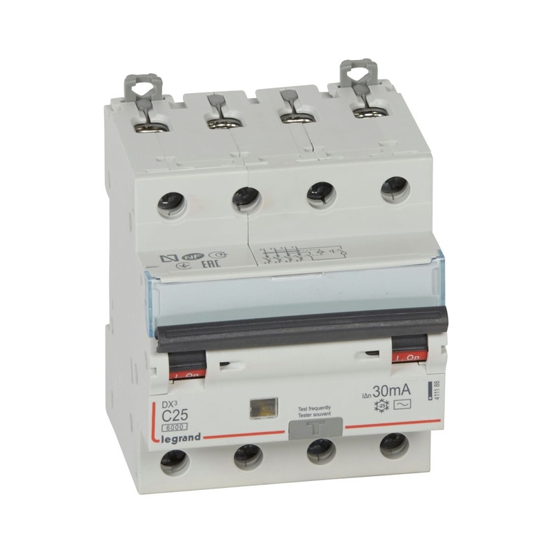 DX3 Комбинирана ДТЗ 4P C 25A AC30mA 6kA Legrand - 411188