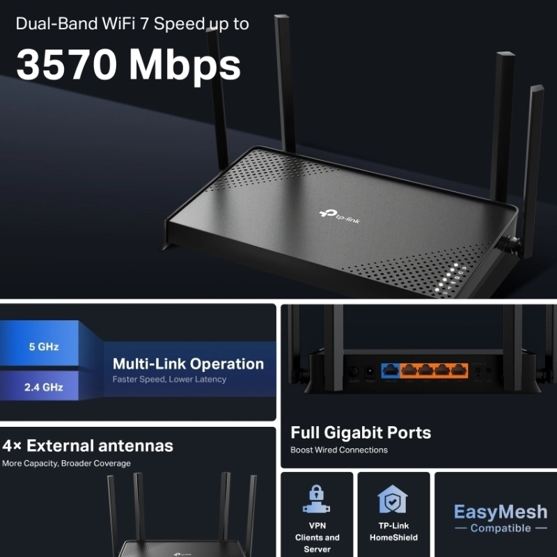 BE3600 Dual-Band Wi-Fi 7 Router TP-Link Archer BE220