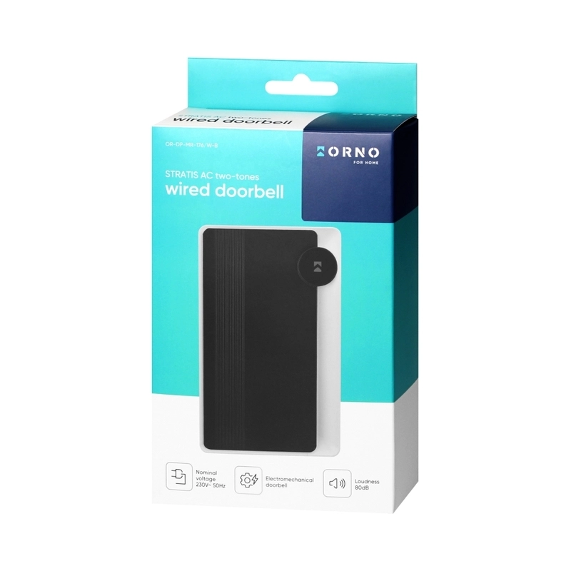 Звънец STRATIS AC 230V 80dB Bim-Bam Черен с бяло двутонен - ORNO STRATIS AC OR-DP-MR-176/W-B