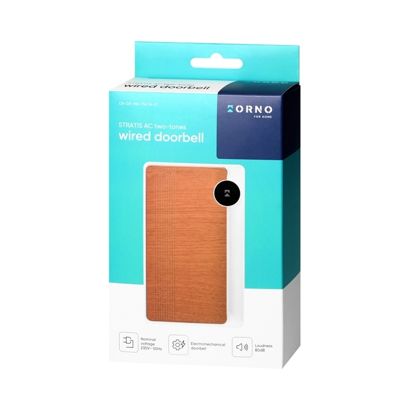 Звънец STRATIS AC 230V 80dB Bim-Bam Бял с дъб двутонен - ORNO STRATIS AC OR-DP-MR-176/W-O