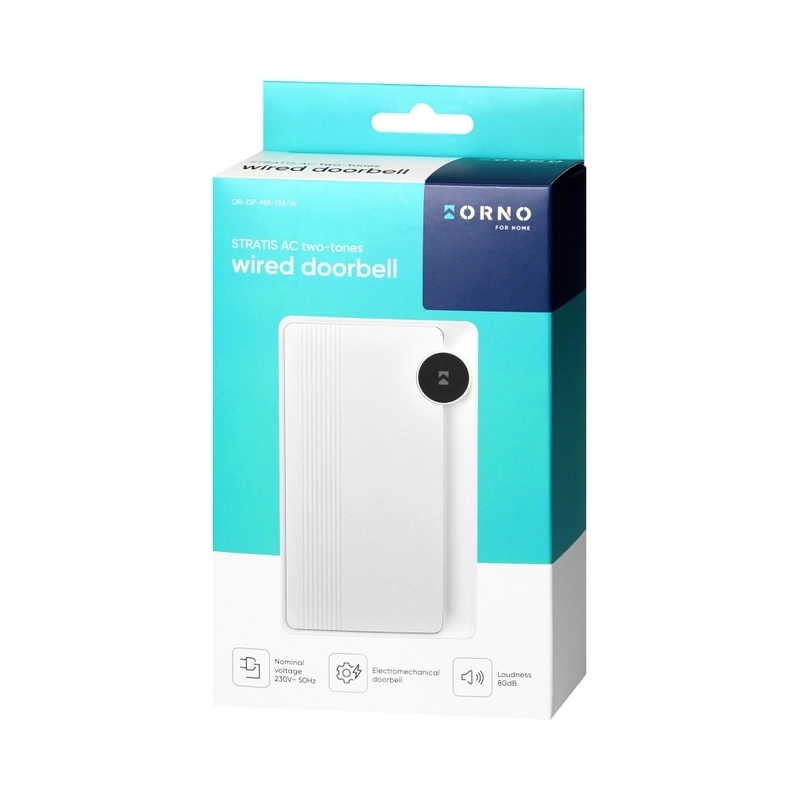 Звънец STRATIS AC 230V 80dB Bim-Bam Бял двутонен - ORNO STRATIS AC OR-DP-MR-176/W
