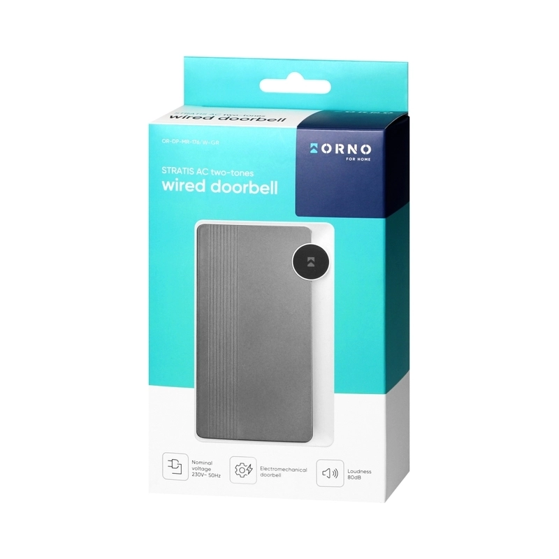 Звънец STRATIS AC 230V 80dB Bim-Bam Бял с графит двутонен - ORNO STRATIS AC OR-DP-MR-176/W-GR