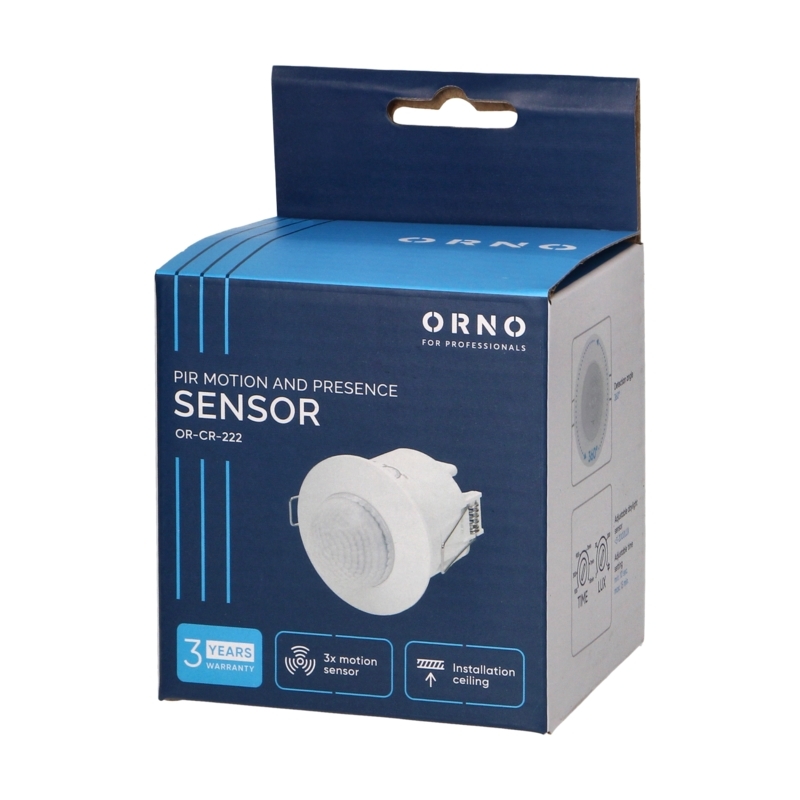 Детектор PIR за вграждане на таван 360° Ф6m 1200W IP20 LED 300W - ORNO OR-CR-222