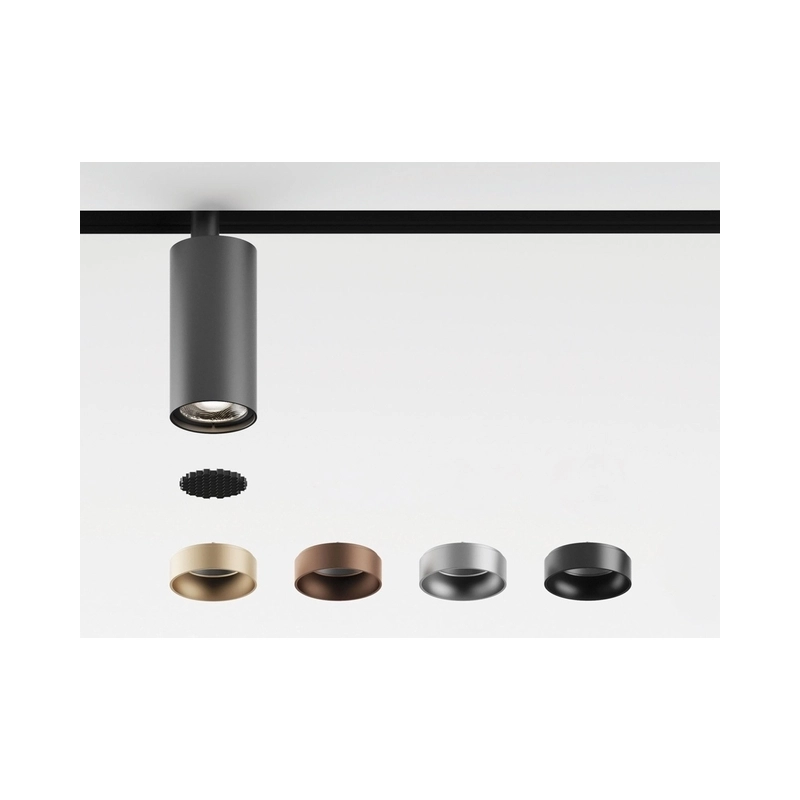 LED spotlight for magnetic track 48V. Slim. DALI, 3000K, 1.524lm, 15W, CRI>90, ø4.5x9cm, IP20, black (without ring) - VK LED VK/04605/TR/DA/B/W EIVA 71164-080776