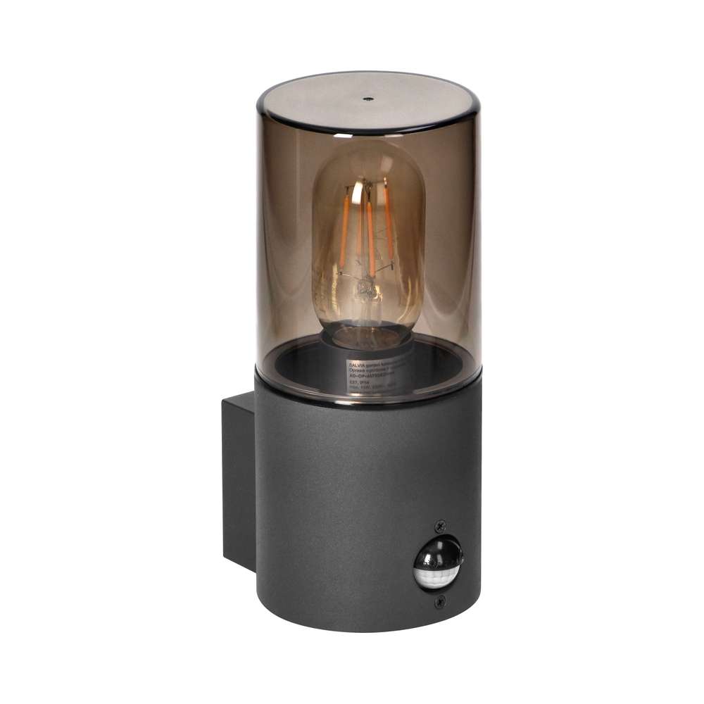 Градински осветител SALVIA, E27, max. 15W, с PIR, IP54, сив - Orno AD-OP-6573GE27PPR
