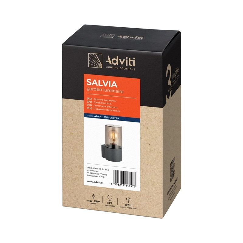 Garden light SALVIA, E27, max. 15W, IP54, grey - Orno AD-OP-6573GE27PP