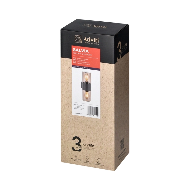 Garden light SALVIA, 2xE27, max. 2x15W, IP54, gray - Orno AD-OP-6574GE27PP