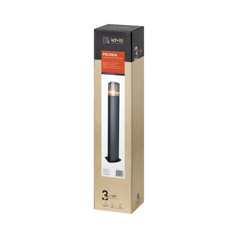 Garden light PEONIA Bollard, E27, max.15W, IP54, 75cm, black - Orno AD-OP-6582BE27PP