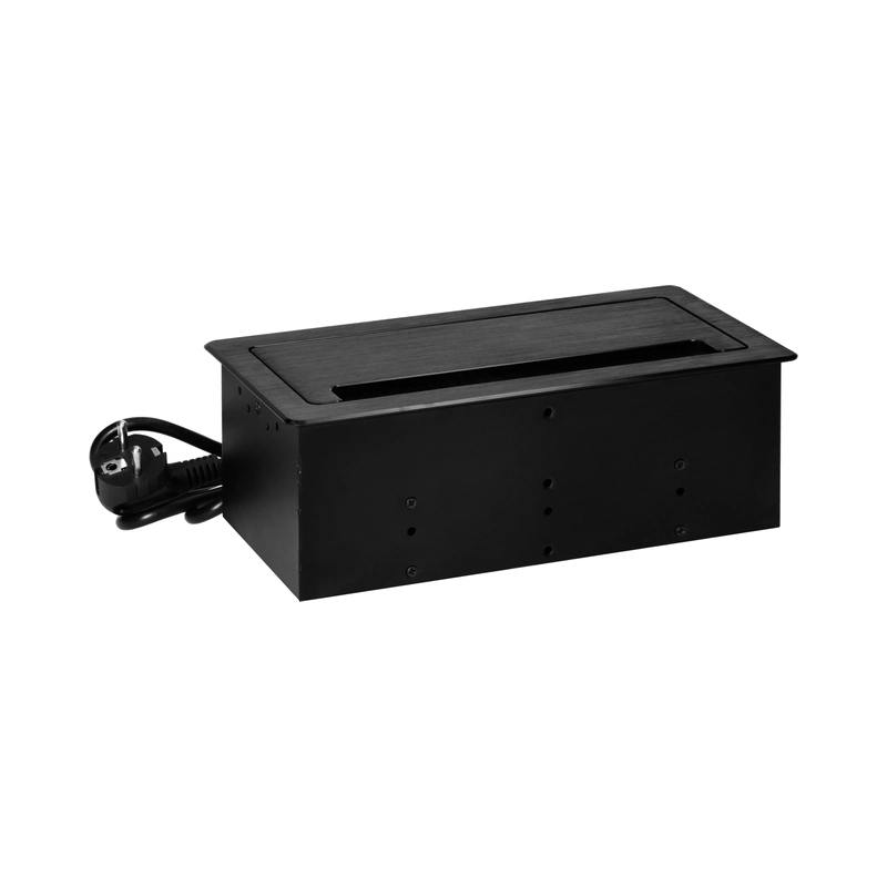 Furniture box 2x 2P+E Schuko 2x USB A+C 3.6A and 2x RJ45 cat.5E Black with cable 1.5m - Orno OR-GM-9041(GS)/B