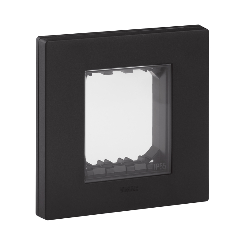 Водоустойчив лицев панел с монтажна рамка винт 2M IP55 Black  - VIMAR LINEA 30932.02