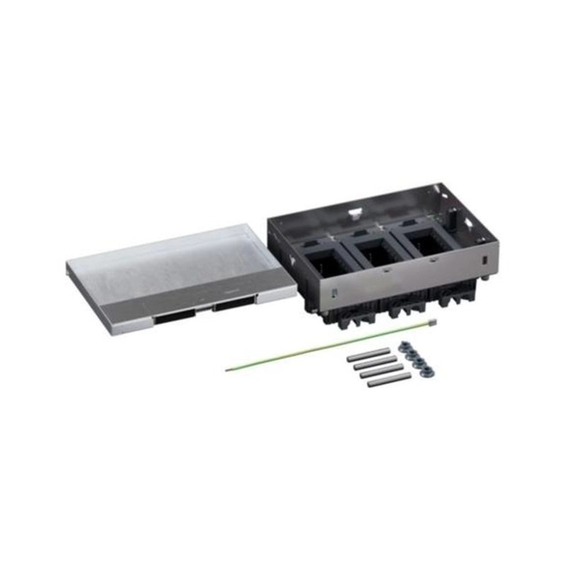 Metal floor box, fully recessed into a raised floor 12M (3x4) module for horizontally mounted mechanisms - Legrand Floor box 080736